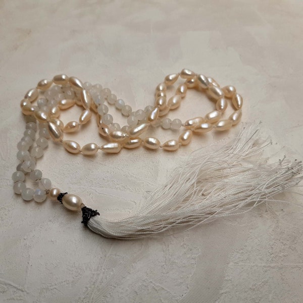 collier mala perles pierre lune