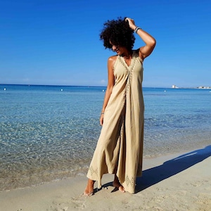 long cotton block print sand dress || karmalie hot couture