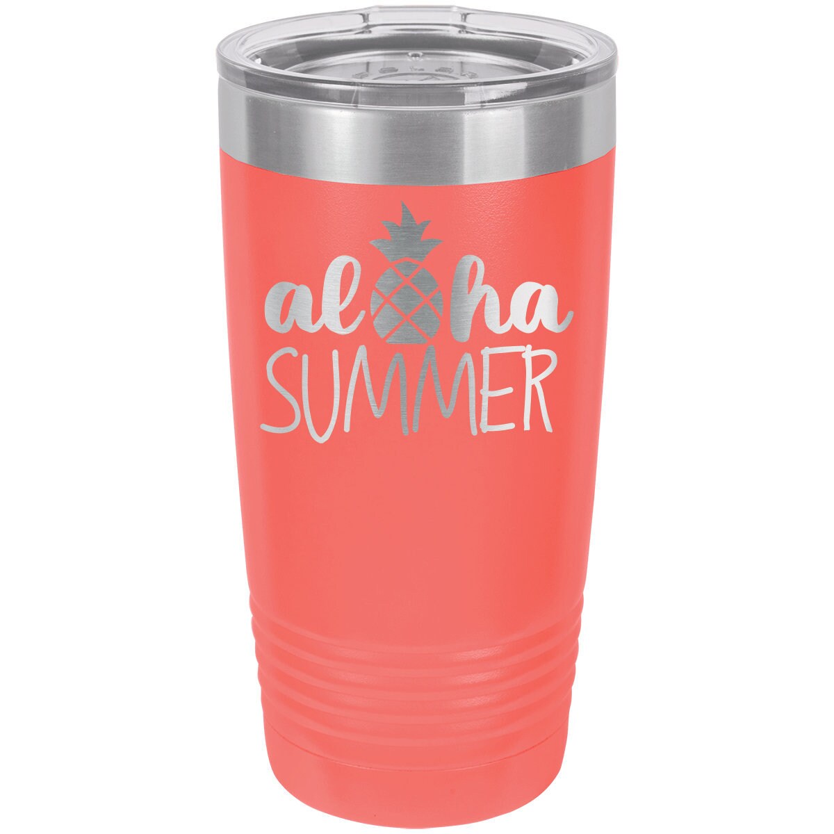 Laser Engraved Stainless Steel Aloha Summer Powder Coated Tumbler Laser Engraved Stainless Steel Aloha Summer Powder Coated Tumbler