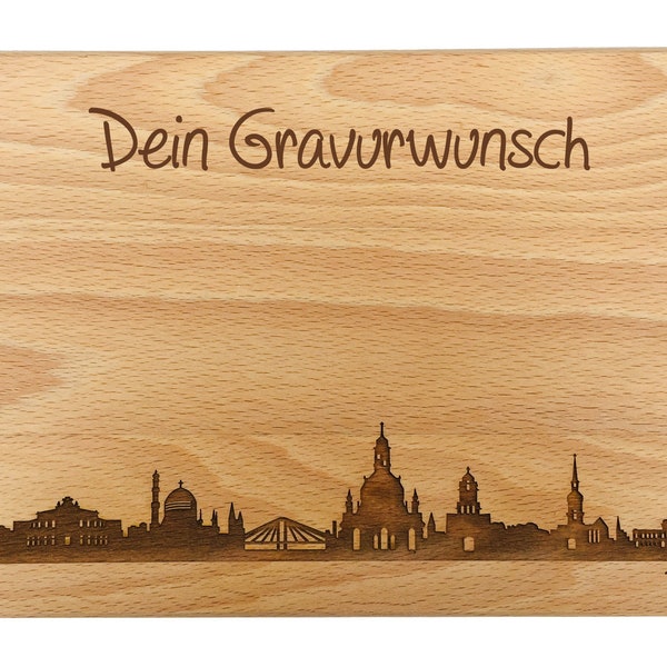 Brotzeitbrett Dresden Skyline mit persönlicher Gravur