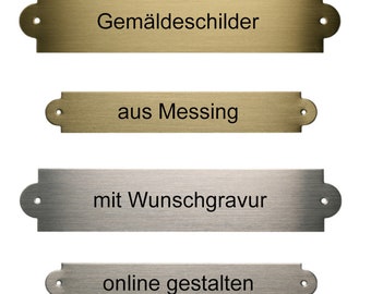 Gemäldeschild aus Messing mit Gravur