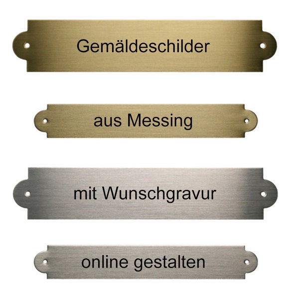 Gemäldeschild aus Messing mit Gravur