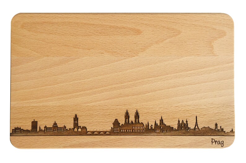 Brotzeitbrett Prag Skyline Bild 1