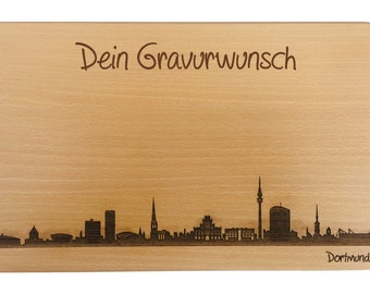 Snack board Dortmund Skyline avec gravure personnelle