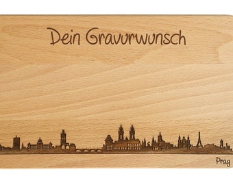 Snack board Prague skyline avec gravure personnelle