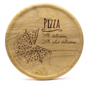 Pizza plate with motif Delicious rubber tree wood