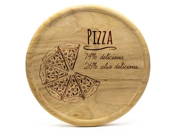 Pizza plate with motif Delicious rubber tree wood