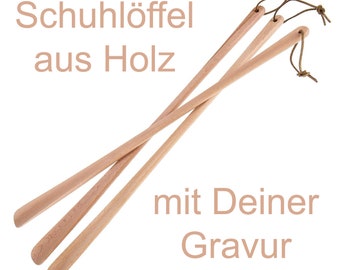 Schuhlöffel XXL aus Holz mit Gravur