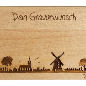 Snack board Spreewald skyline with personal engraving