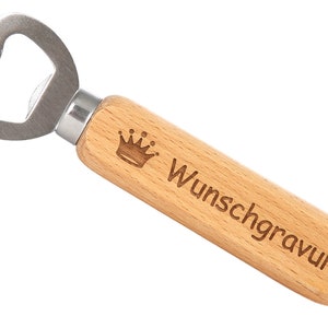 Wooden bottle opener with engraving (one or both sides)