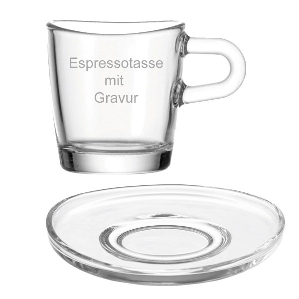 Espressotasse aus Glas mit Gravur