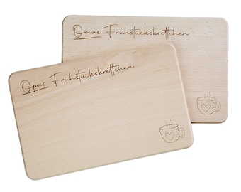 Frühstücksbrettchen aus Buche für Oma oder Opa | Geschenk zum Geburtstag für Oma & Opa