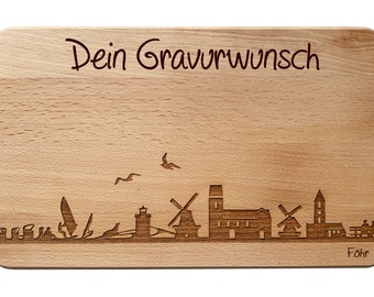 Snack board Föhr Skyline avec gravure personnelle