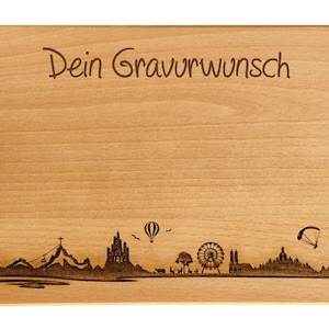 Brotzeitbrett Bayern Skyline mit persönlicher Gravur