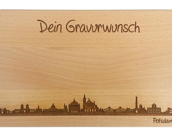 Brotzeitbrett Potsdam Skyline mit persönlicher Gravur