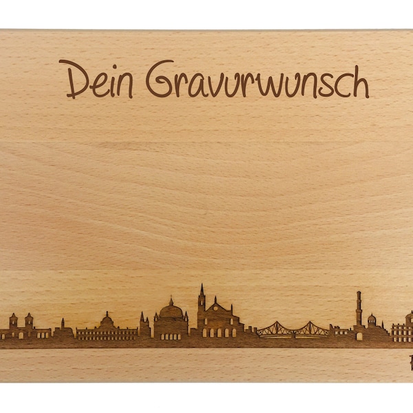 Brotzeitbrett Potsdam Skyline mit persönlicher Gravur