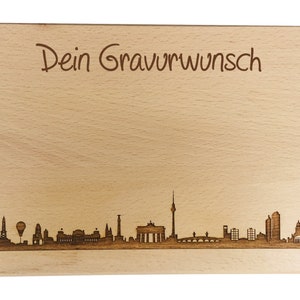 Brotzeitbrett Berlin Skyline mit persönlicher Gravur Bild 1