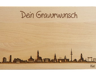 Snack board Kiel Skyline with personal engraving