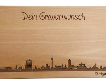 Snack board Stuttgart Skyline avec gravure personnelle