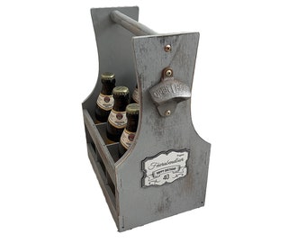 Beer carrier made of light wood with personal engraving | Bottle carrier | Men's handbag | Flamed wood