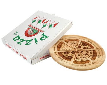 Assiette à pizza en bois avec une gravure amusante et individuelle