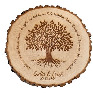 Tree disc with tree of life motif and personal engraving