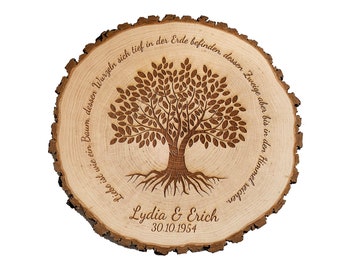 Tree disc with tree of life motif and personal engraving