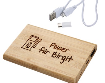 Power bank made of bamboo with engraving | Engraving a wooden power bank