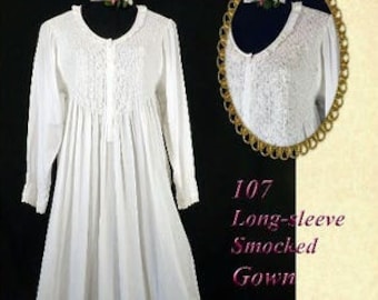 107 Long Sleeve Smocked Gown