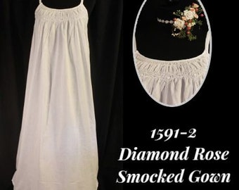 1591-2 Diamond Rose Smocked Long