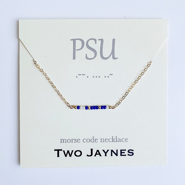 Penn State Morse Code Necklace - 14k gold fill or sterling silver