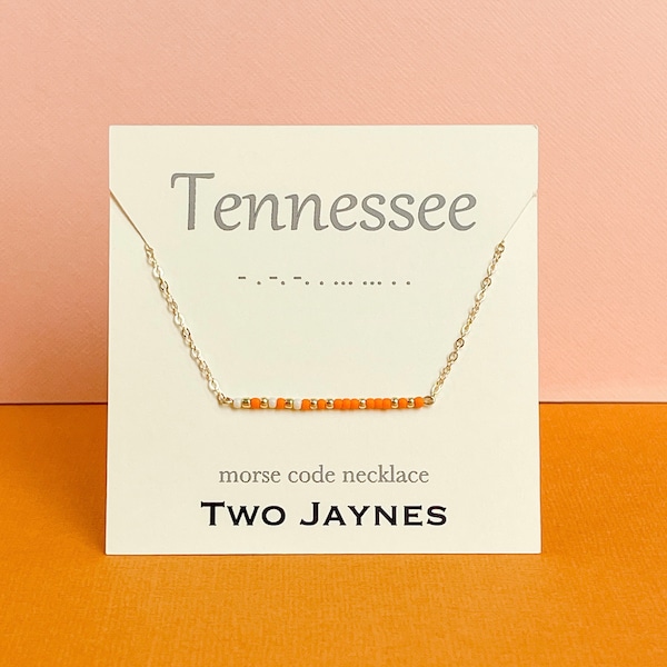 ORANGE Custom Morse Code Necklace - Tennessee Volunteers