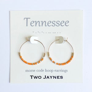 TENNESSEE - Morse Code Hoop Earrings, 14k gold filled