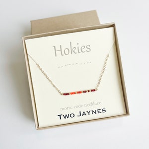 MAROON & ORANGE Custom Morse Code Necklace - Hokies