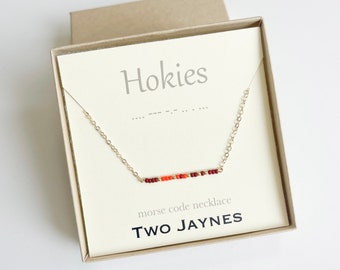 MAROON & ORANGE Custom Morse Code Necklace - Hokies