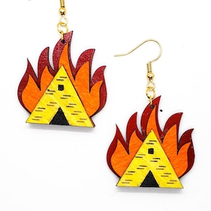 Midsommar Ceremonial Burning Building Earrings - Gift for Daughter