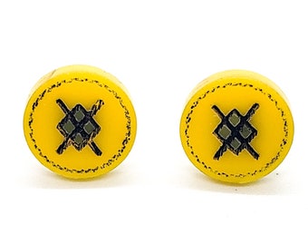 Folk Horror Yellow Symbol Earrings | Gothic Statement Jewelry | Ritual Inspired Dark Aesthetic Gift