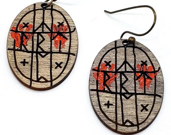 Rune Rock Earrings | Folk Horror Ritual Jewelry | Bloody Handprint Symbol Earrings | Gothic Statement Earrings | Dark Aesthetic Gift