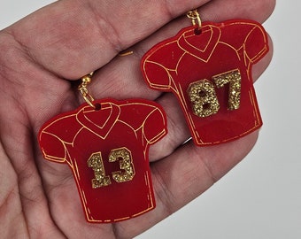 Football Jersey Number Earrings | Sports Fan Jewelry | Game Day Statement Earrings | Trendy Sports Aesthetic | Gift for Her