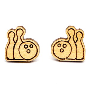 Bowling Earrings - Poplar Wood - Gift for Bowler