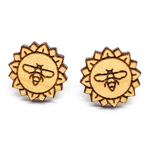 Bee Earrings - Bumblebee - Honey Bee - Wood