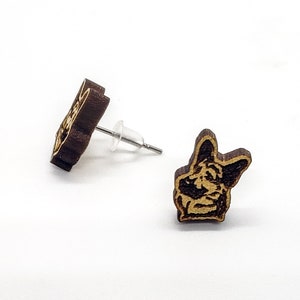German Shepherd Earrings - Dog - Wood