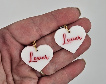 Heart Earrings | Romantic Love Jewelry | Cute Aesthetic Statement Earrings | Feminine Sweet Style | Gift for Her