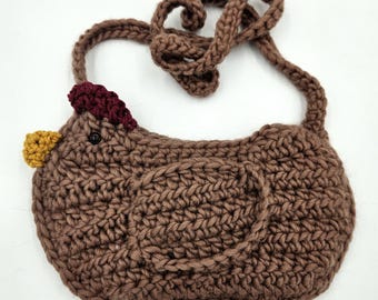 Chicken Crossbody Bag - Rusty Brown - Crochet