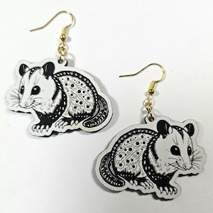Opossum Earrings - Possum - Wood - Gift for Friend