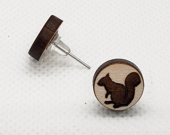 Squirrel Earrings - Basswood