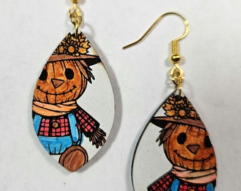 Scarecrow Earrings | Fall Harvest Jewelry | Autumn Halloween Statement Earrings | Rustic Farm Aesthetic | Gift for Her
