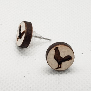 Rooster Earrings - Rooster Stud Earrings - Chicken Earrings - CockaDoodleDoo Earrings