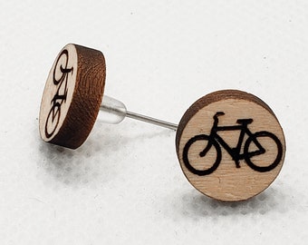 Bicycle Earrings - Bike - Biking - Cyclist - Wood - Gift for Daughter