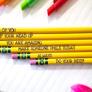 Custom Pencils - Personalized with Your Message on a Pencil - Set of #2 Engraved - Gift for Teacher - Gift for Student